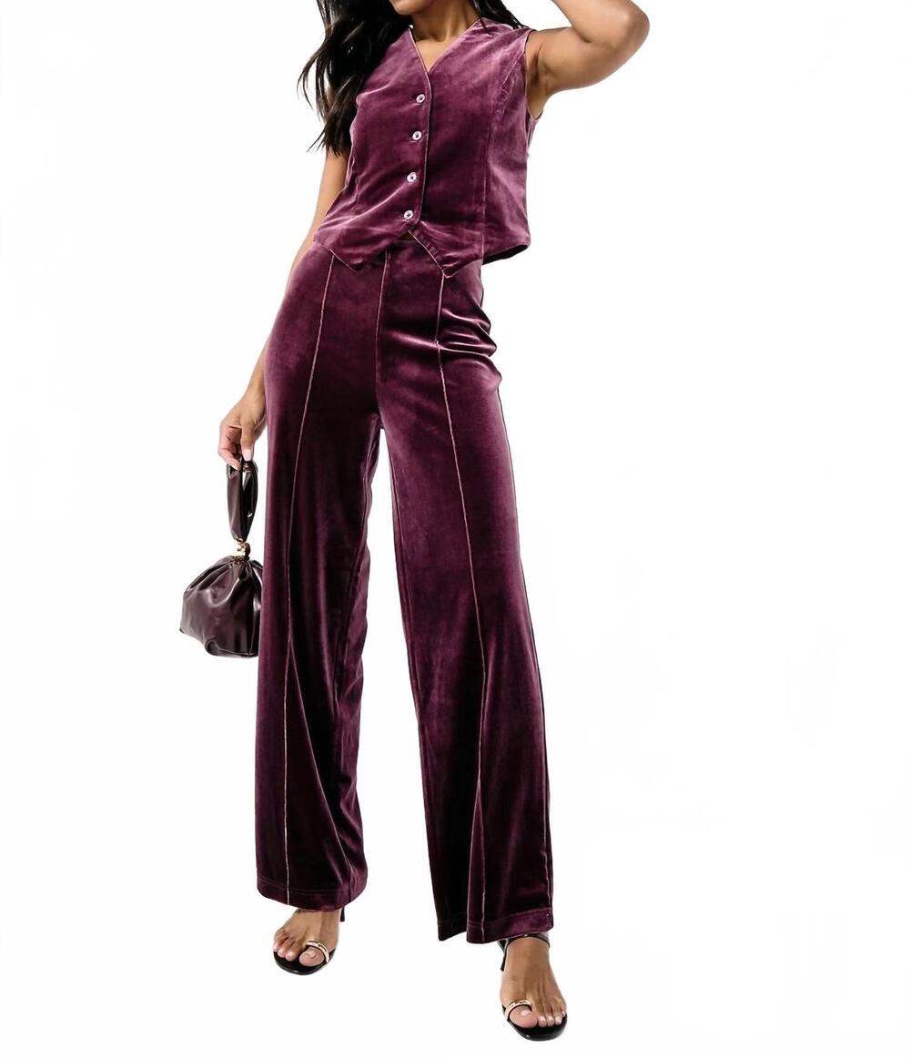NEW VERO MODA velvet affair trousers in deep plum